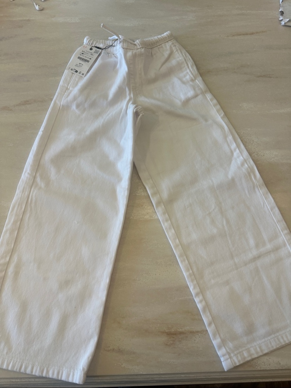 Zara kids girls White Fluid Wide Leg Pants